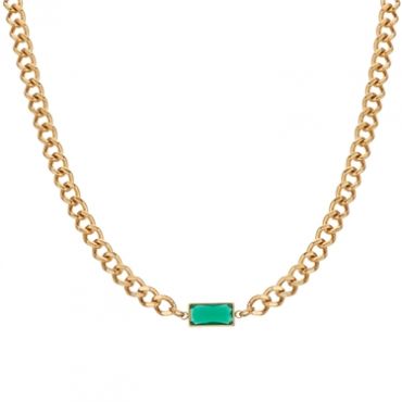 Over & Over Gold & Green Chain Necklace - 40cm