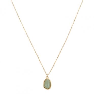 Over & Over Gold & Sage Green Pendant Necklace - 40cm