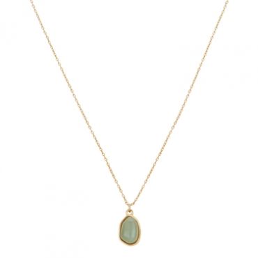 Over & Over Gold & Sage Green Pendant Necklace - 40cm