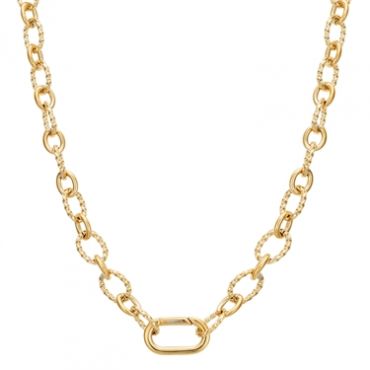 Over & Over Gold Textured Figaro Charm Necklace - 45cm