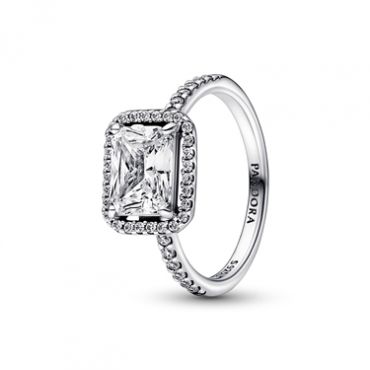 Pandora Rectangular Sparkling Halo Ring - 50