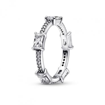 Pandora Rectangular Bars Sparkling Ring - 52