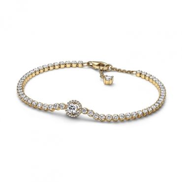 Pandora Gold Sparkling Halo Tennis Bracelet - 16cm