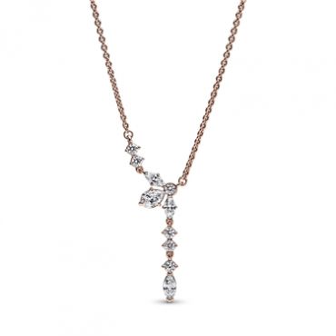 Pandora Rose Gold Sparkling Cluster Drop Necklace - Rose Gold