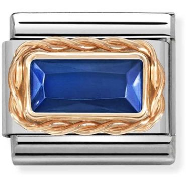 Nomination Rose Gold Blue Baguette Crystal Charm