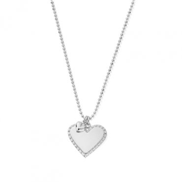 ChloBo Silver double Heart Necklace - 56cm