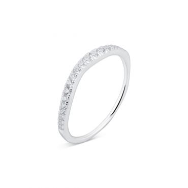 Argento Silver Crystal Wave Band Ring - Ring Size 54 Silver