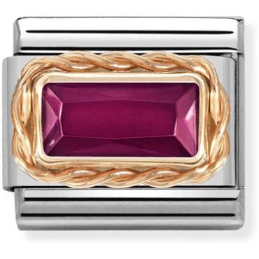 Nomination Rose Gold Red Baguette Crystal Charm