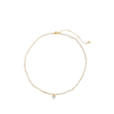 Kate Spade New York Gold Pearl Crystal Heart Necklace - 49cm