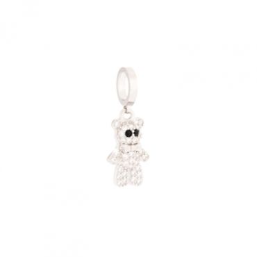 Rebecca Silver Crystal Teddybear Charm - Silver