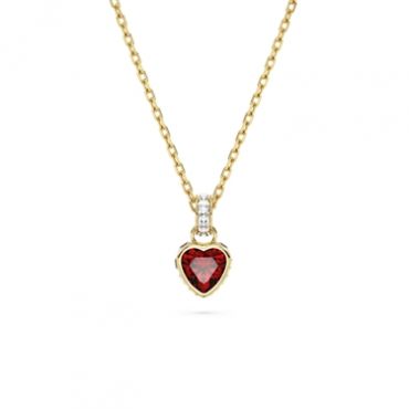 Swarovski Stilla Gold + Red Heart Necklace - 42.5cm
