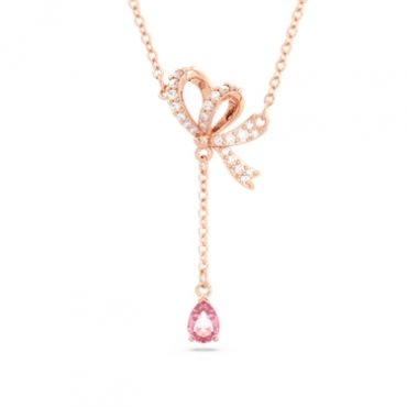Swarovski Volta Rose Gold Crystal Bow Y Necklace - Rose Gold