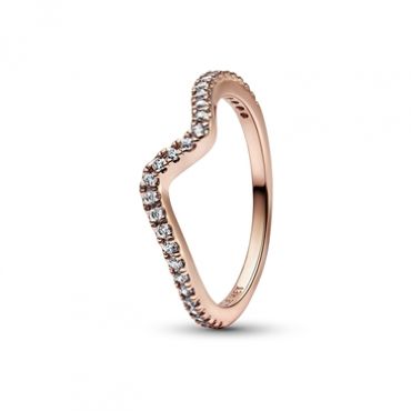 Pandora Rose Gold Sparkling Wave Ring - 52