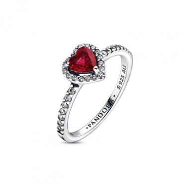 Pandora Sparkling Red Elevated Heart Ring - 52