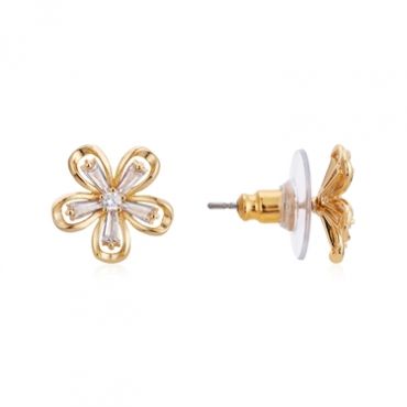 August Woods Gold Floral Crystal Stud Earrings - Gold