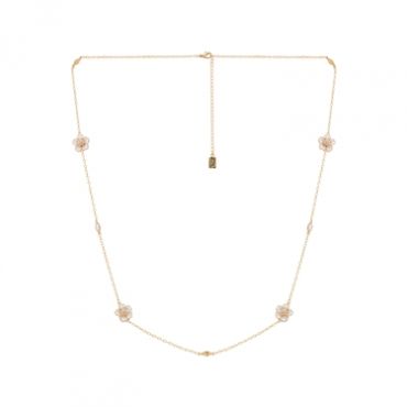 August Woods Gold & White Flower Long Necklace - 75cm