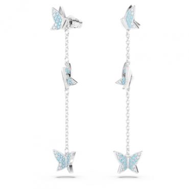 Swarovski Lilia Blue Butterfly Drop Earrings - Silver
