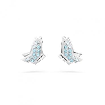 Swarovski Lilia Blue Butterfly Stud Earrings - Silver