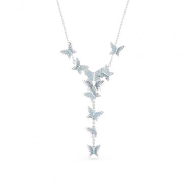 Swarovski Lilia Y Blue Butterfly Necklace - Silver