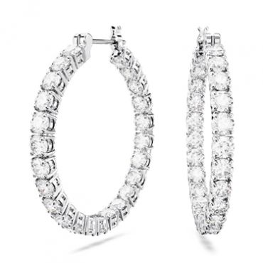 Swarovski Matrix Crystal Hoop Earrings - Silver