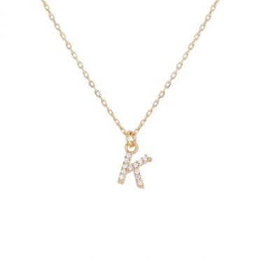Argento Recycled Gold Letter Cubic Zirconia Necklace - Letter K