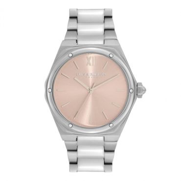 Olivia Burton Hexa Silver + Blush Pink Bracelet Watch