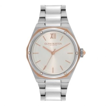 Olivia Burton Hexa Silver + Rose Gold Bracelet Watch