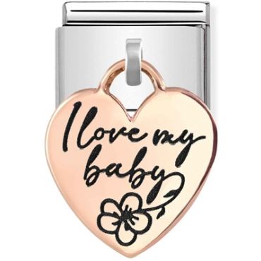 Nomination Rose Gold Baby Heart Drop Charm