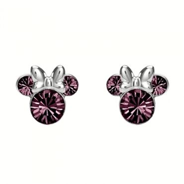 Disney Silver Minnie Mouse Birthstone Earrings - February