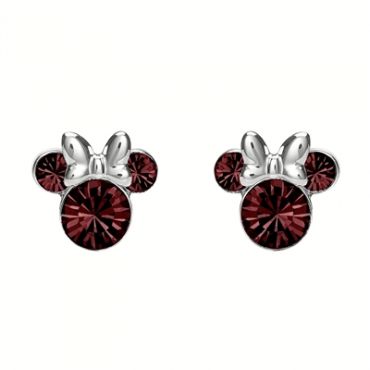 Disney Silver Minnie Mouse Birthstone Earrings - January