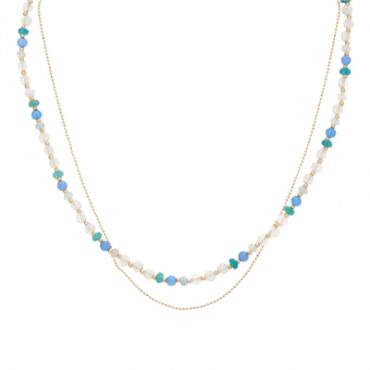 August Woods Gold Blue Stone Necklace - 40cm