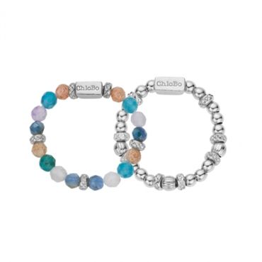 ChloBo Silver Colourful Ring Set Large - Silver