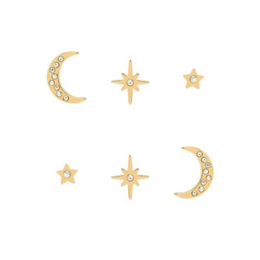 Olivia Burton Celestial North Star + Moon Gold Earring Set