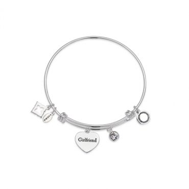 Karma Silver Girlfriend Heart Bangle - Adjustable