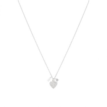 Karma Silver Mum Crystal Heart Necklace - Silver