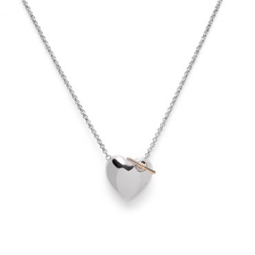Olivia Burton Classic Knot Heart Silver + Rose Gold Necklace - 51cm