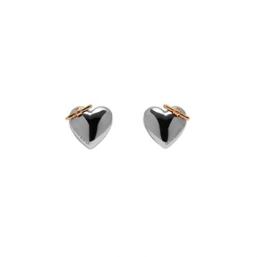 Olivia Burton Classic Knot Heart Silver + Rose Gold Earrings - Rose Gold