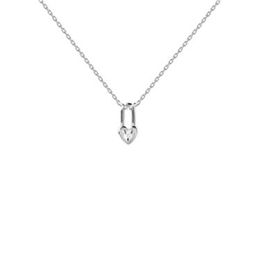 PDPAOLA Silver Heart Padlock Necklace - 40cm