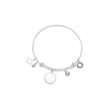Karma Silver Letter Coin Bangle - Letter Z