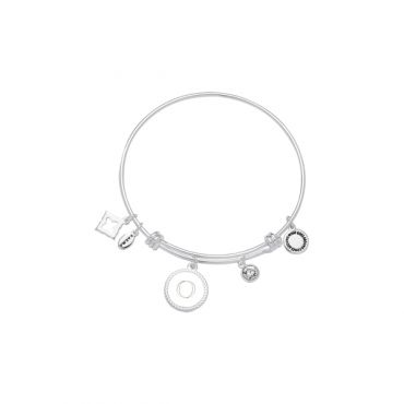 Karma Silver Letter Coin Bangle - Letter O