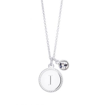 Karma Silver Letter Coin Necklace - Letter I
