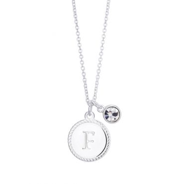 Karma Silver Letter Coin Necklace - F