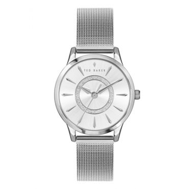 Ted Baker Silver Glitter Mesh Watch - Silver