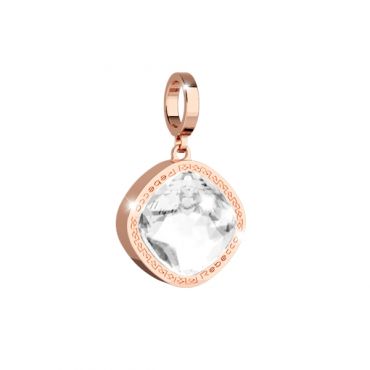 Rebecca Rose Gold Cushion Crystal Charm - Rose Gold