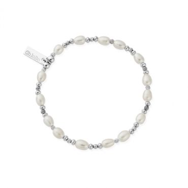 ChloBo Silver Sparkle Pearl Bracelet - Silver