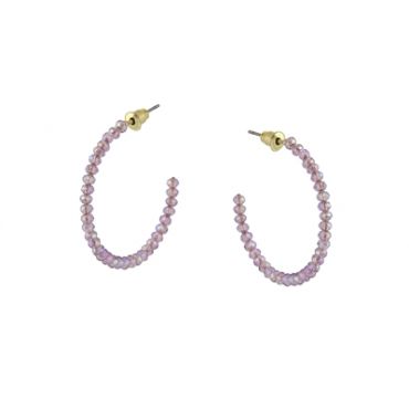 Big Metal London Lilac Circe Beaded Hoop Earrings - Purple