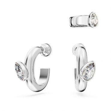 Swarovski Dextera White Hoop Earrings With Earcuff