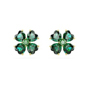 Swarovski Idillia Clover Green Stud Earrings - Gold