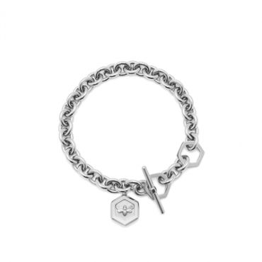 Olivia Burton Silver Bee and Honeycomb Toggle Bracelet - Silver