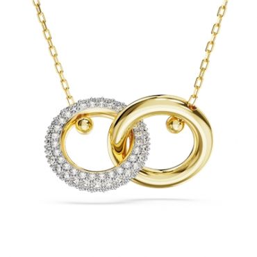 Swarovski Dextera Gold Interlocking Loop Pendant Necklace - 45cm